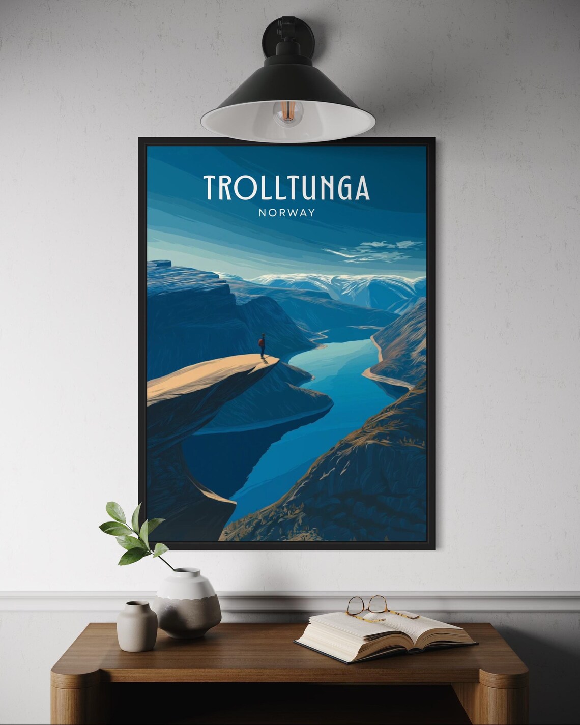 Trolltunga Norway Travel Poster, Nordic Landscape