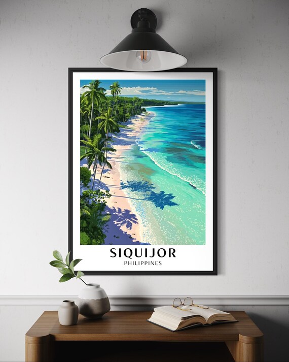 Siquijor Poster Philippines Travel Print Tropical Beach Wall Art Filipino Island Decor Southeast Asia Ocean Post Palm Tree Paradise