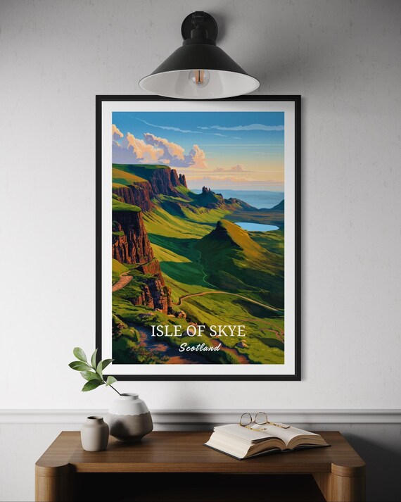 Isle of Skye Scotland Sunset Cliff Landscape Vintage Travel Poster