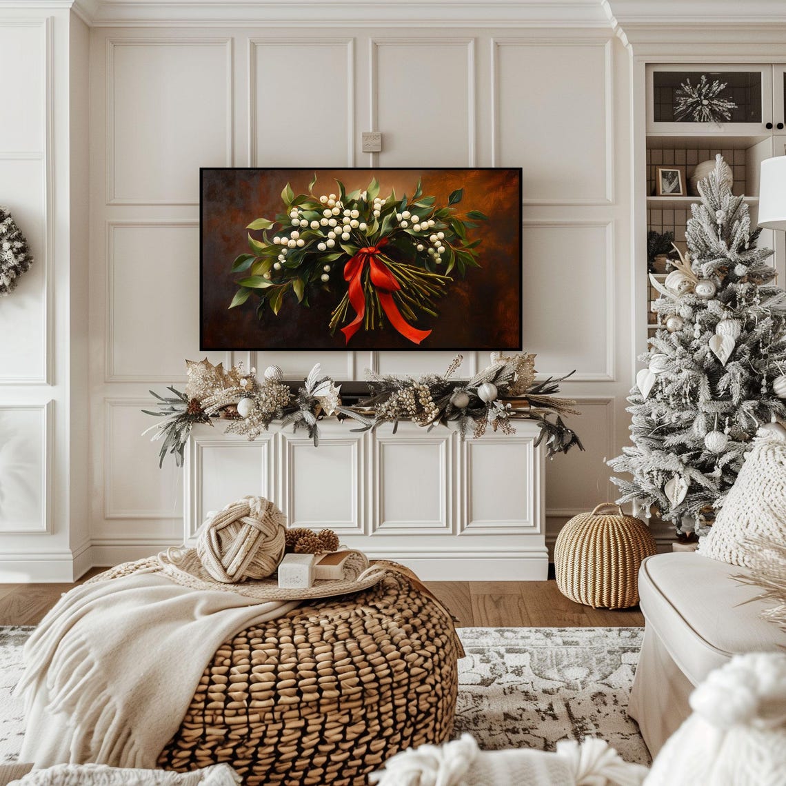 Festive Holiday Mistletoe Bouquet Christmas Frame TV Art Poster - Image 2