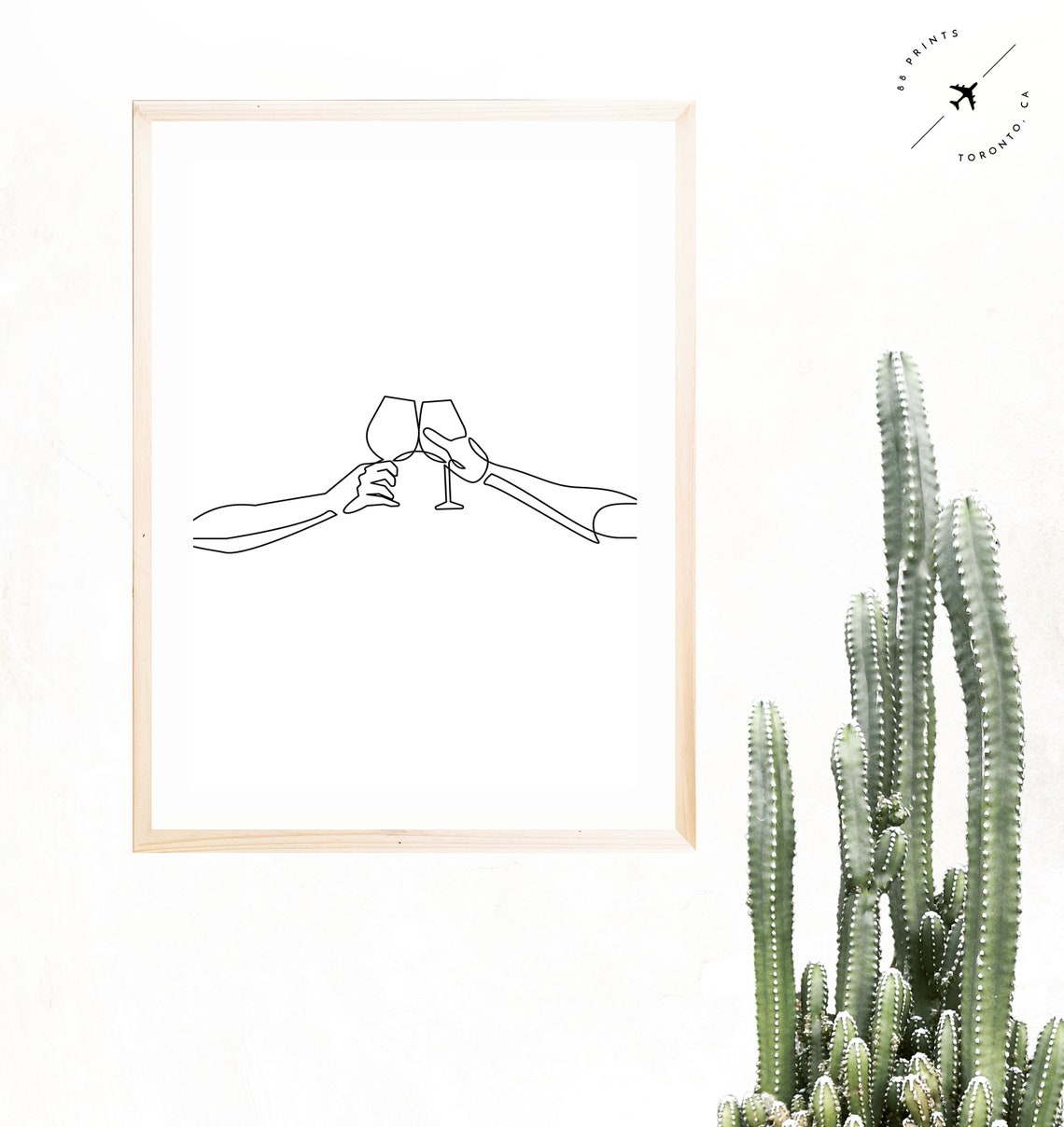 Cheers Wine Toast Continuous Line Drawing Minimalist Kitchen Poster - Image 2