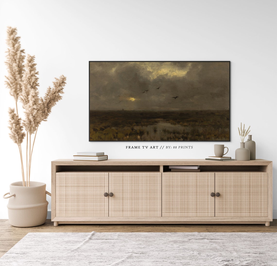Moody Dark Marsh Vintage Oil Painting Sunset Landscape Poster Art - Image 3