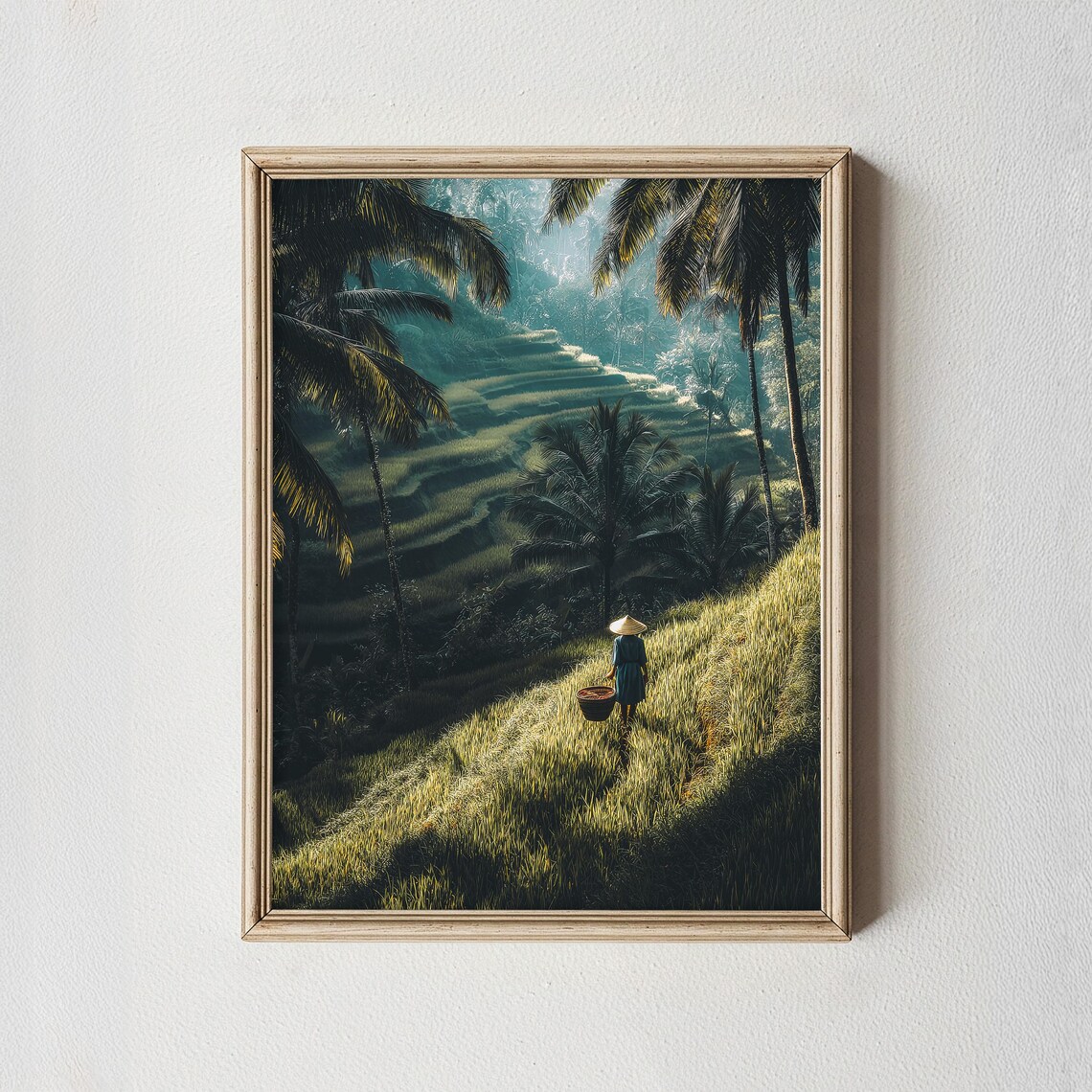 Bali Rice Terraces Art Print, Tropical Landscape