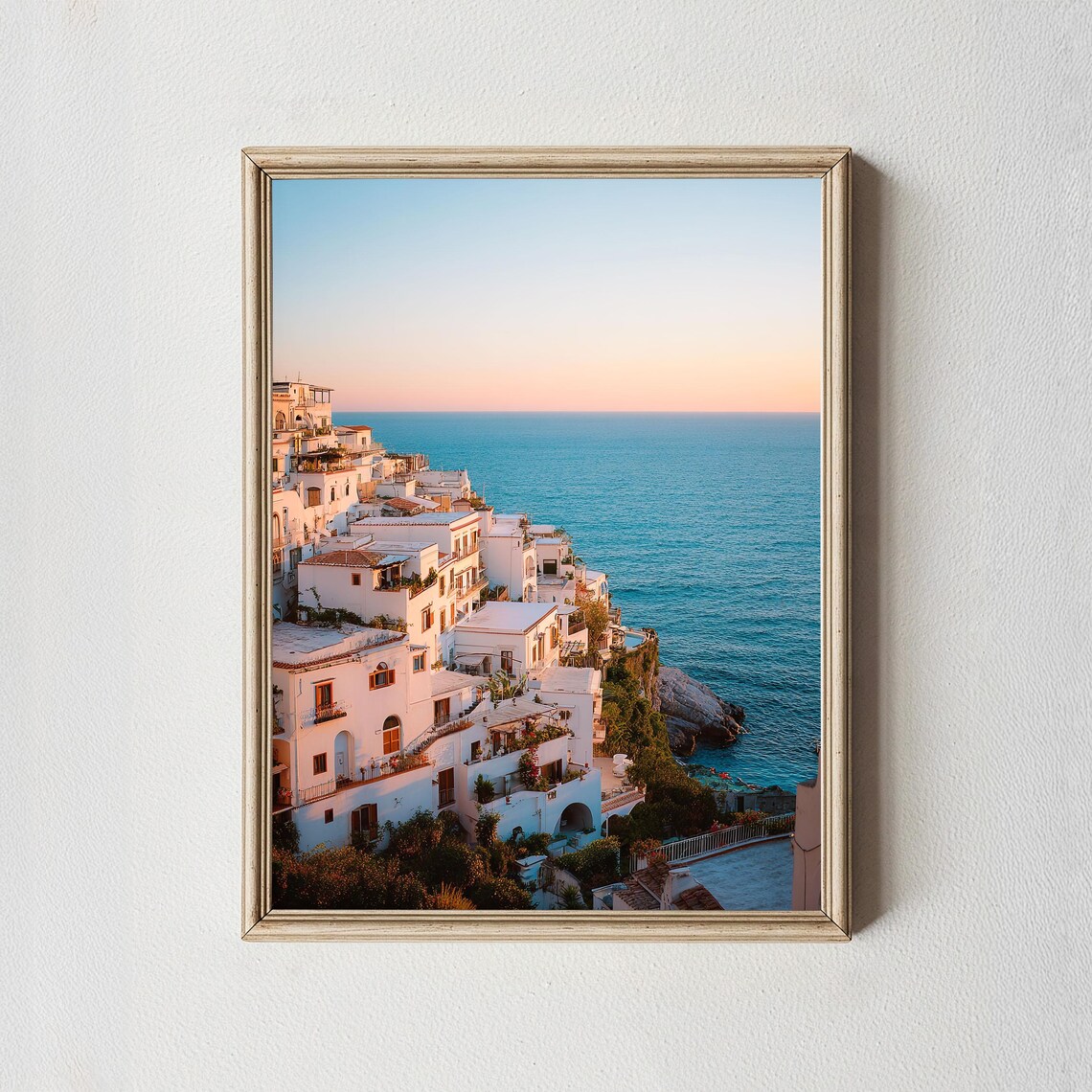 Praiano Italy Golden Hour Coastal Travel Poster