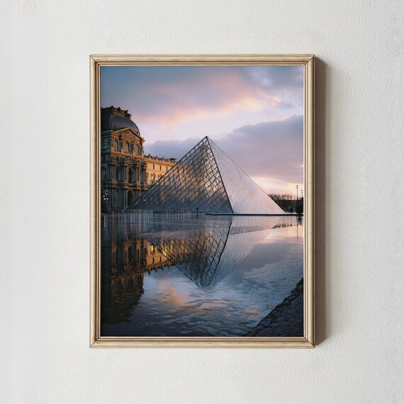 Louvre Pyramid Sunset Print Modern Paris Wall Art