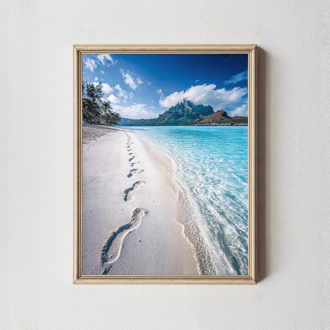 Bora Beach Print White Sand Footprints Tropical Island Decor