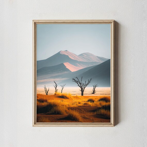 Namib Desert Sand Dunes Dead Trees Landscape Photography Poster