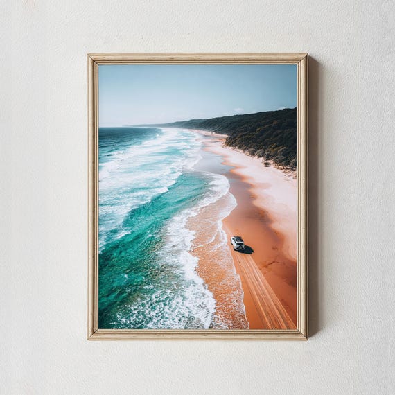 Fraser Island Print 4wd Beach Aerial Australia Coastal Decor