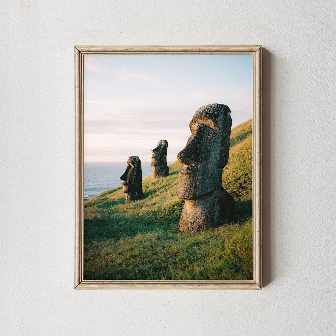 Easter Island Moai Statues Sunset Chile Landscape Photography Poster