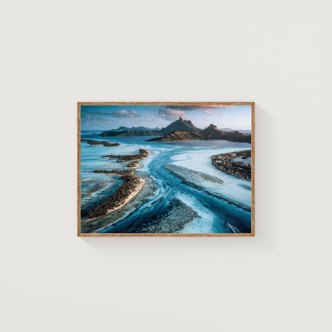 Bora Bora Aerial Island Print Turquoise Lagoon Tropical Sea Photo