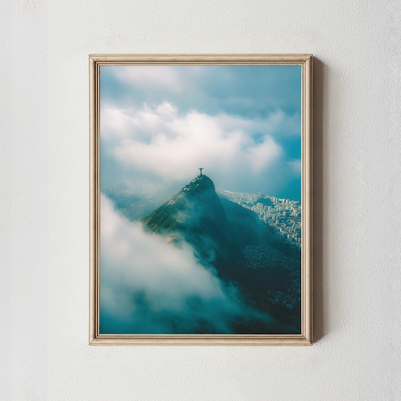 Christ the Redeemer Rio de Janeiro Sunrise above Clouds Landmark Poster