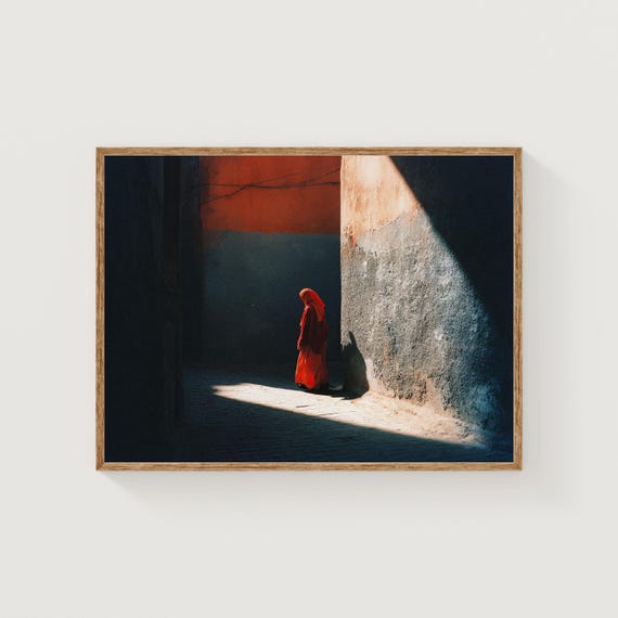Marrakech Woman In Red Photography Print Morocco Wall Art