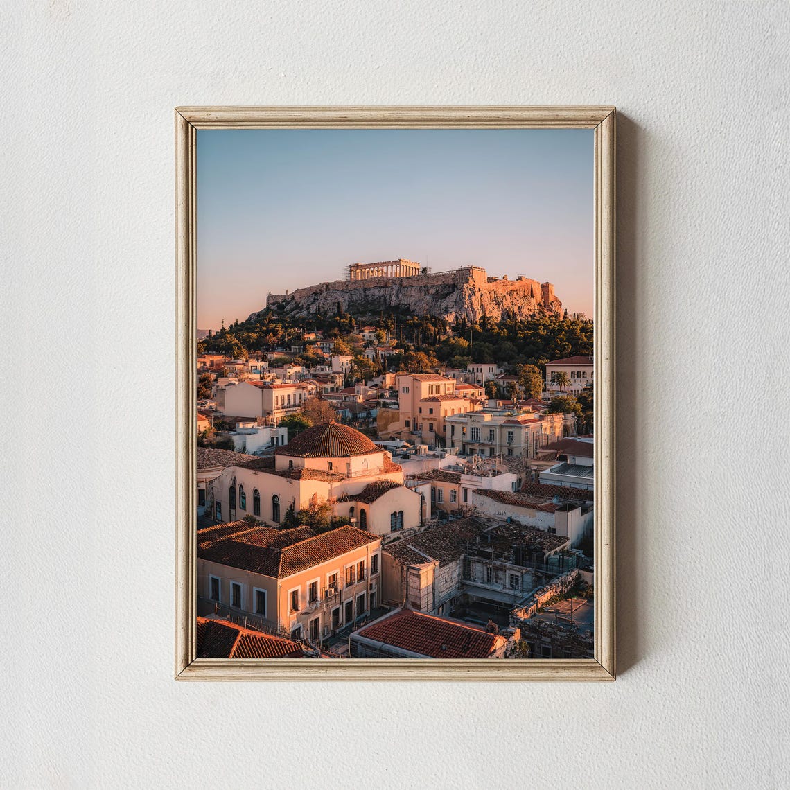 Athens Acropolis Over Old Town Rooftops Sunset Greece Photo Poster