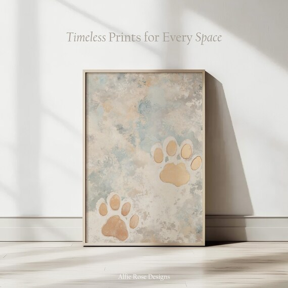 Golden Paw Watercolor Poster Pet Lover Dog Cat Parent Neutral Home Decor