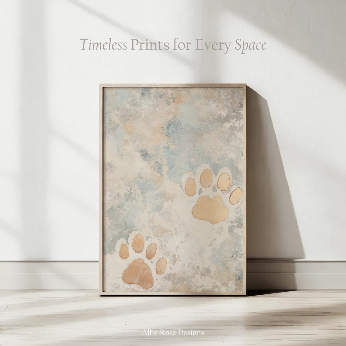 Golden Paw Watercolor Poster Pet Lover Dog Cat Parent Neutral Home Decor