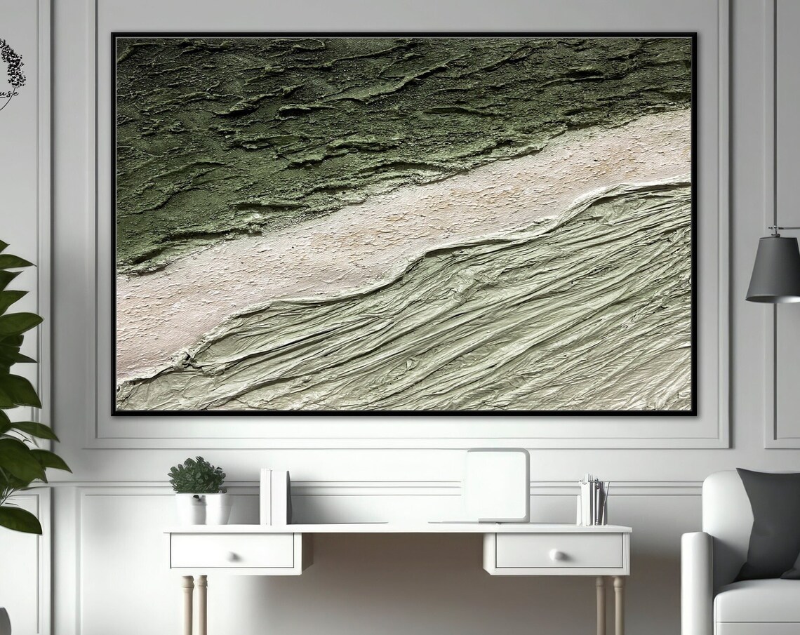 Modern Green Textured Art Print, Abstract Wall Decor