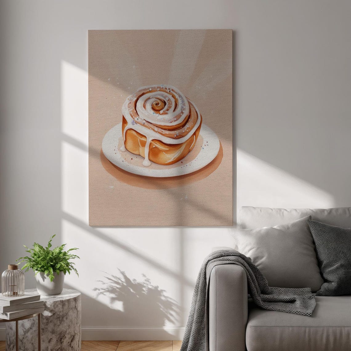 Cinnamon Roll Bakery Dessert Swirl Cream Sweet Treat Canvas Art Poster