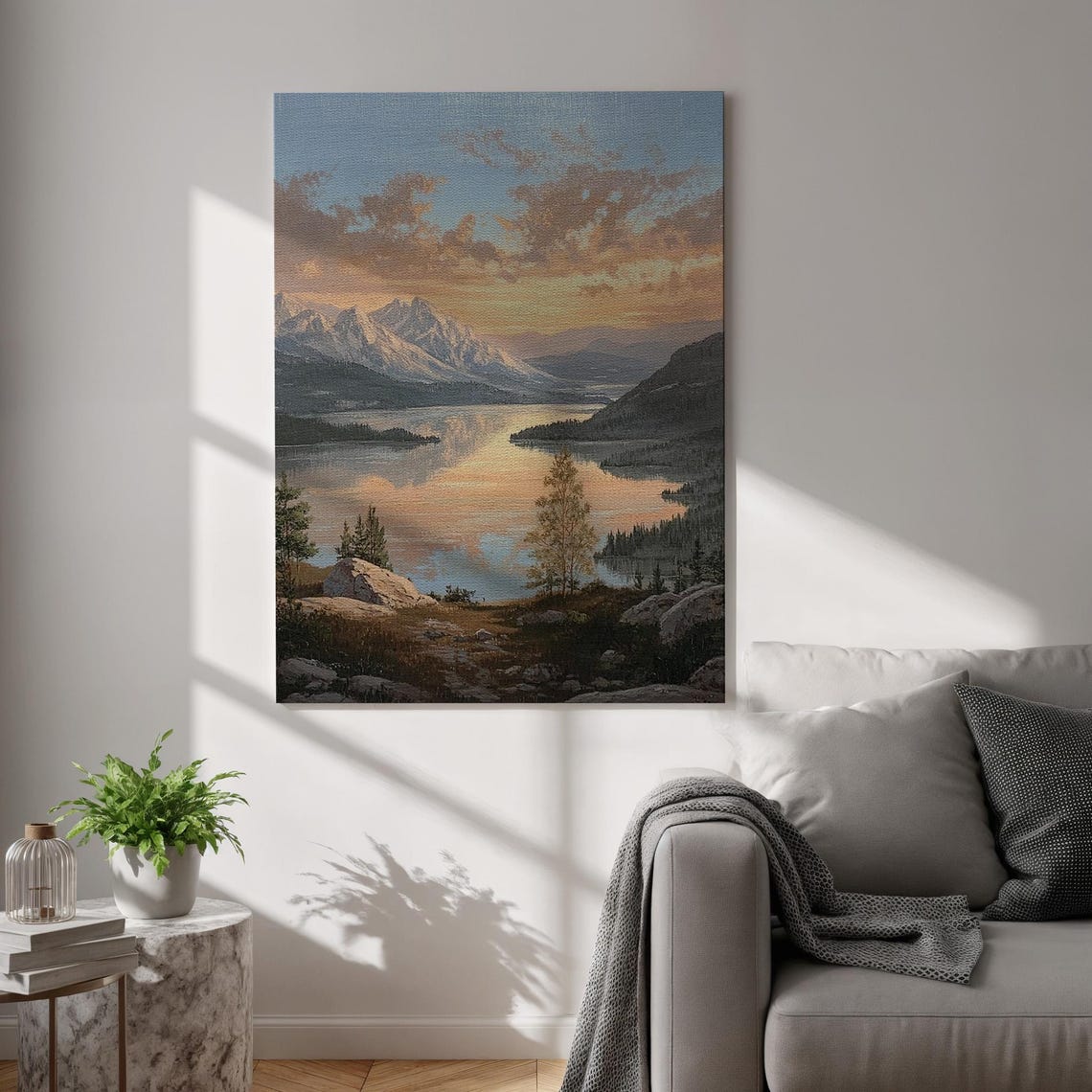 Mountain Sunset Lake Alpine Reflection Serene Nature Wall Art