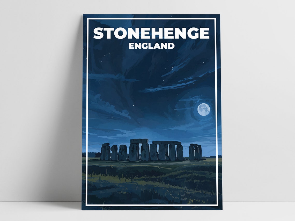 Stonehenge England Moonlit Starry Night Ancient Monument Poster - Image 2