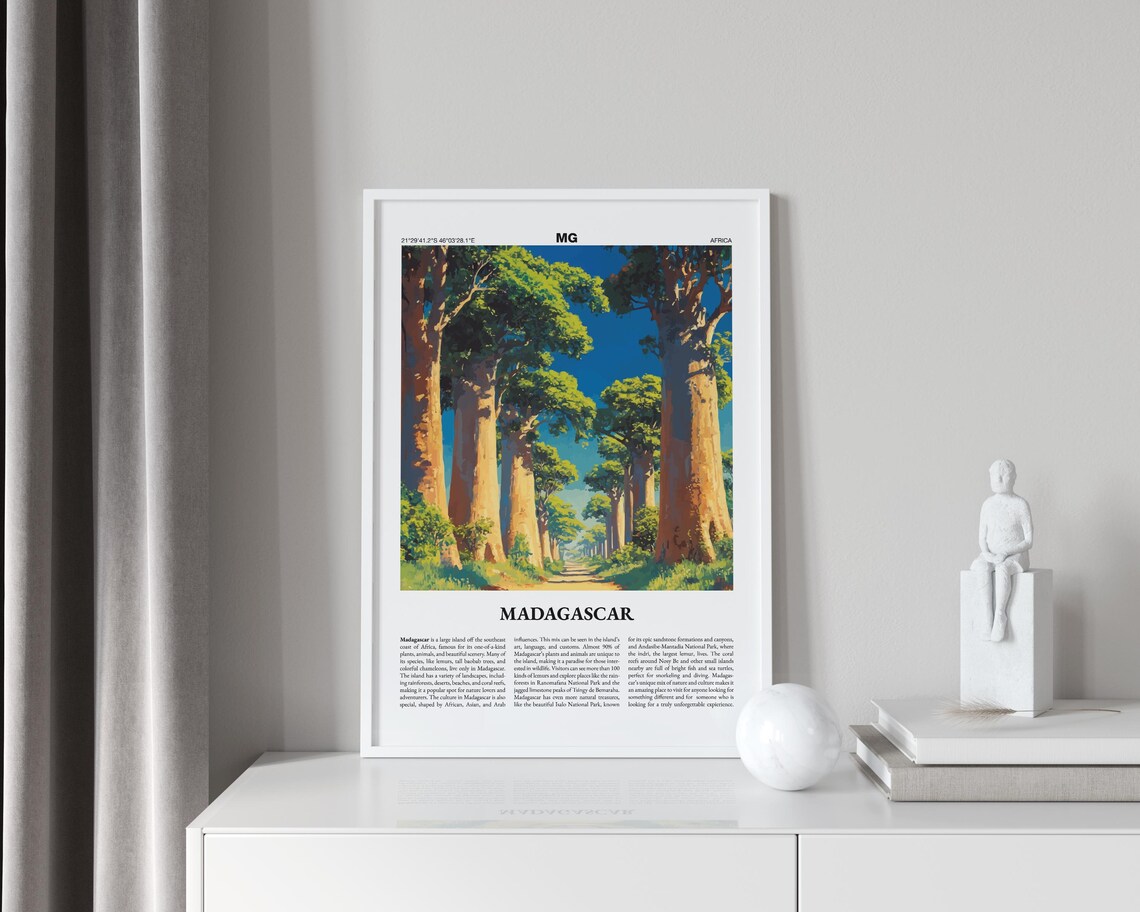 Madagascar Africa Travel Poster City Guide Baobab Trees Artwork - Image 4
