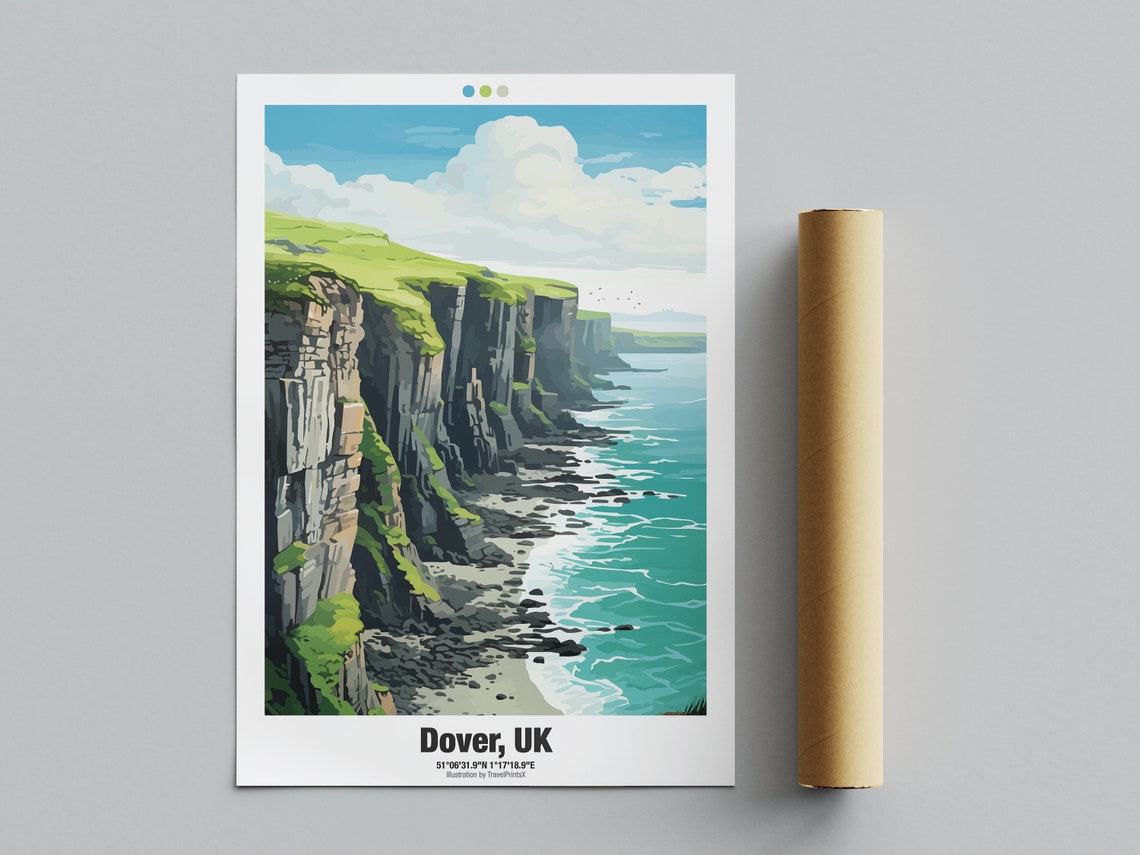 Dover UK White Cliffs of Dover Chalk Coast Seaside Travel Poster - Image 4