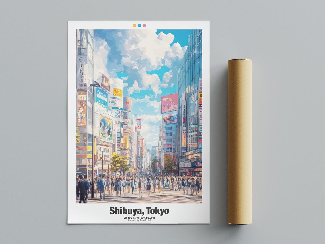 Shibuya Tokyo Japan Scramble Crossing Crowd Billboards Travel Poster - Image 4
