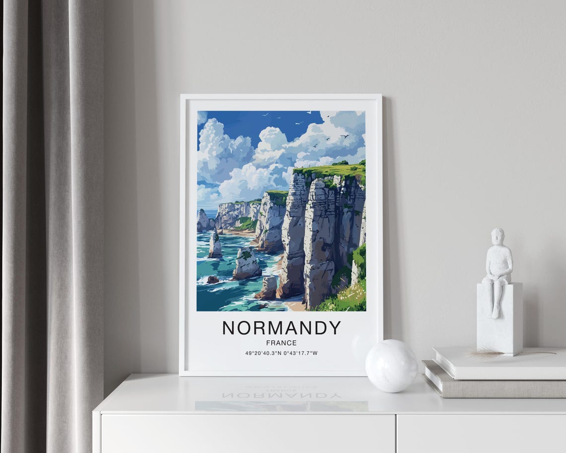 Normandy Travel Poster France Travel Poster France Poster Coast Of France Wall Art - Image 4