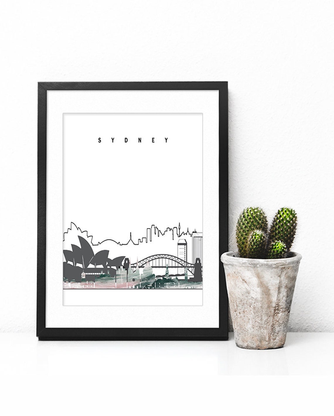 Sydney Skyline With Opera House And Harbour Bridge Art Poster - Image 2
