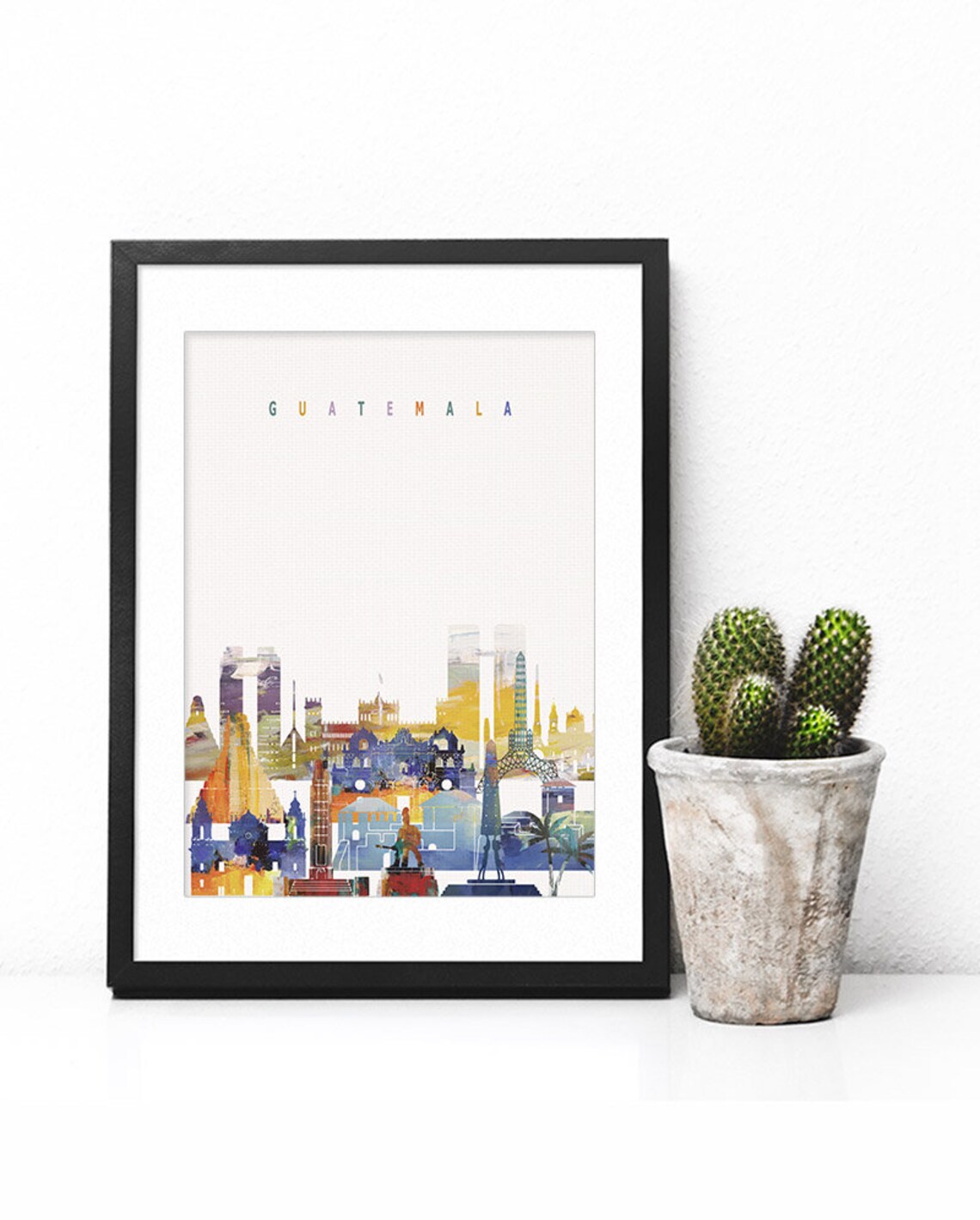 Guatemala City Colorful Watercolor Skyline Landmark Art Poster - Image 2