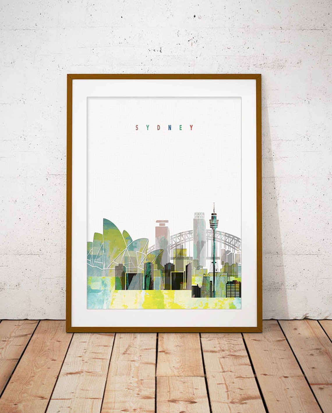 Sydney Australia Opera House Harbour Watercolor Skyline Poster
