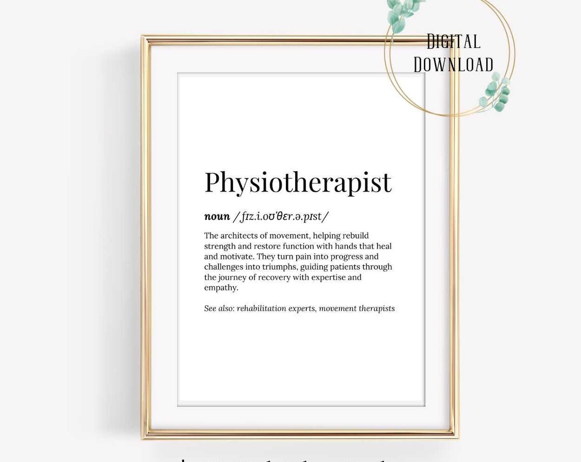 Physiotherapist Definition Dictionary Typography Style Poster