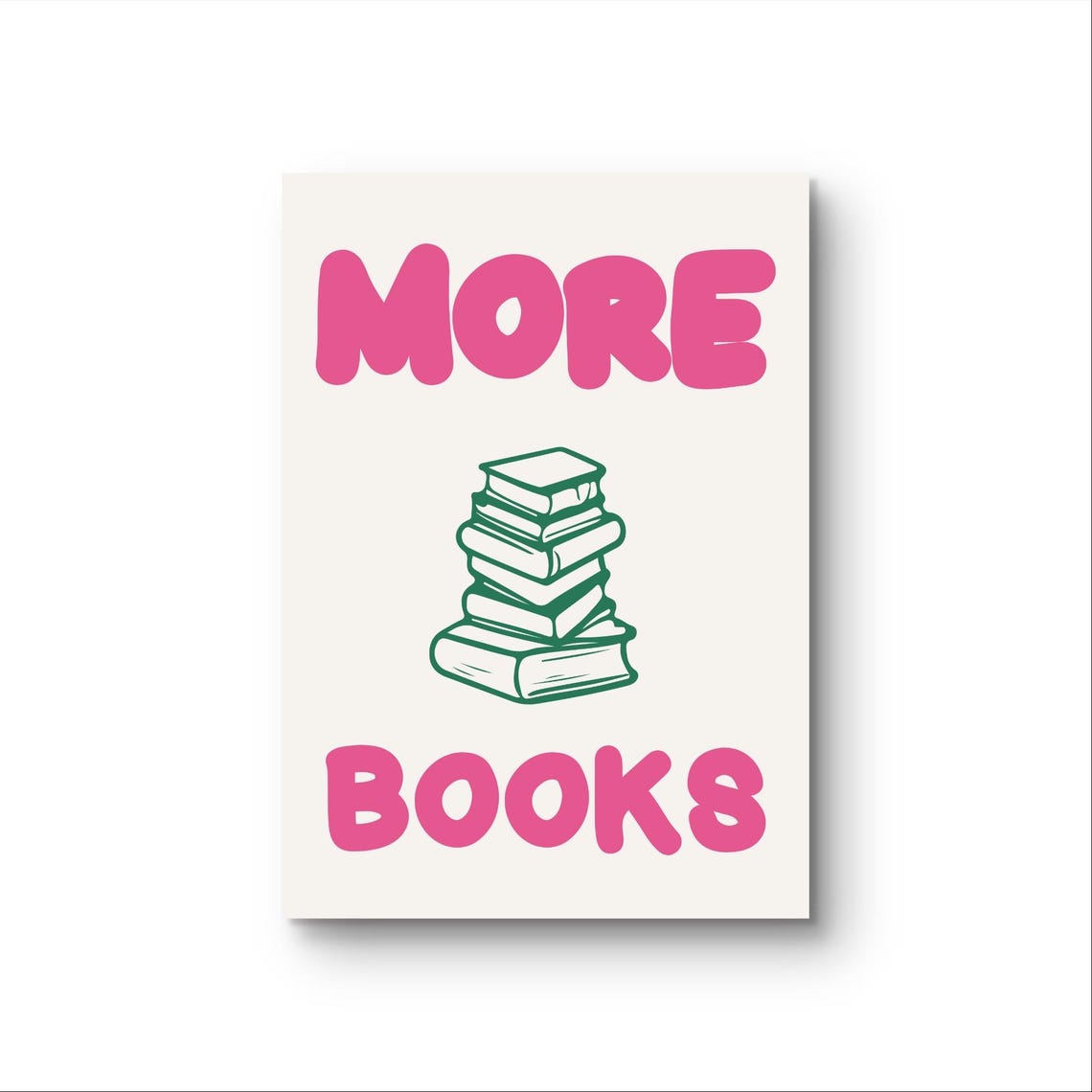 More Books Pink Bubble Letters Book Lover Reader Gift Poster