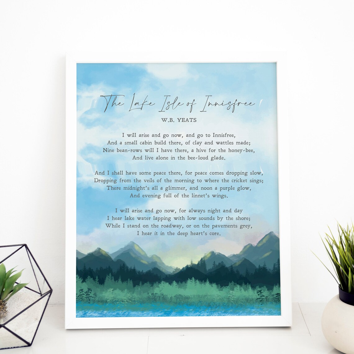 Lake Isle Of Innisfree Minimalist Art Print, Yeats Poem - Image 2