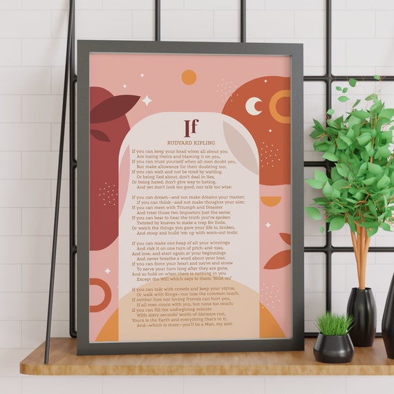 If Rudyard Kipling Poem Gift Literature Print Wall Art Minimalist Physical Print No Frame