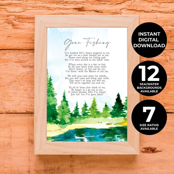 Gone Fishing Sympathy Poem, Bereavement Art Print