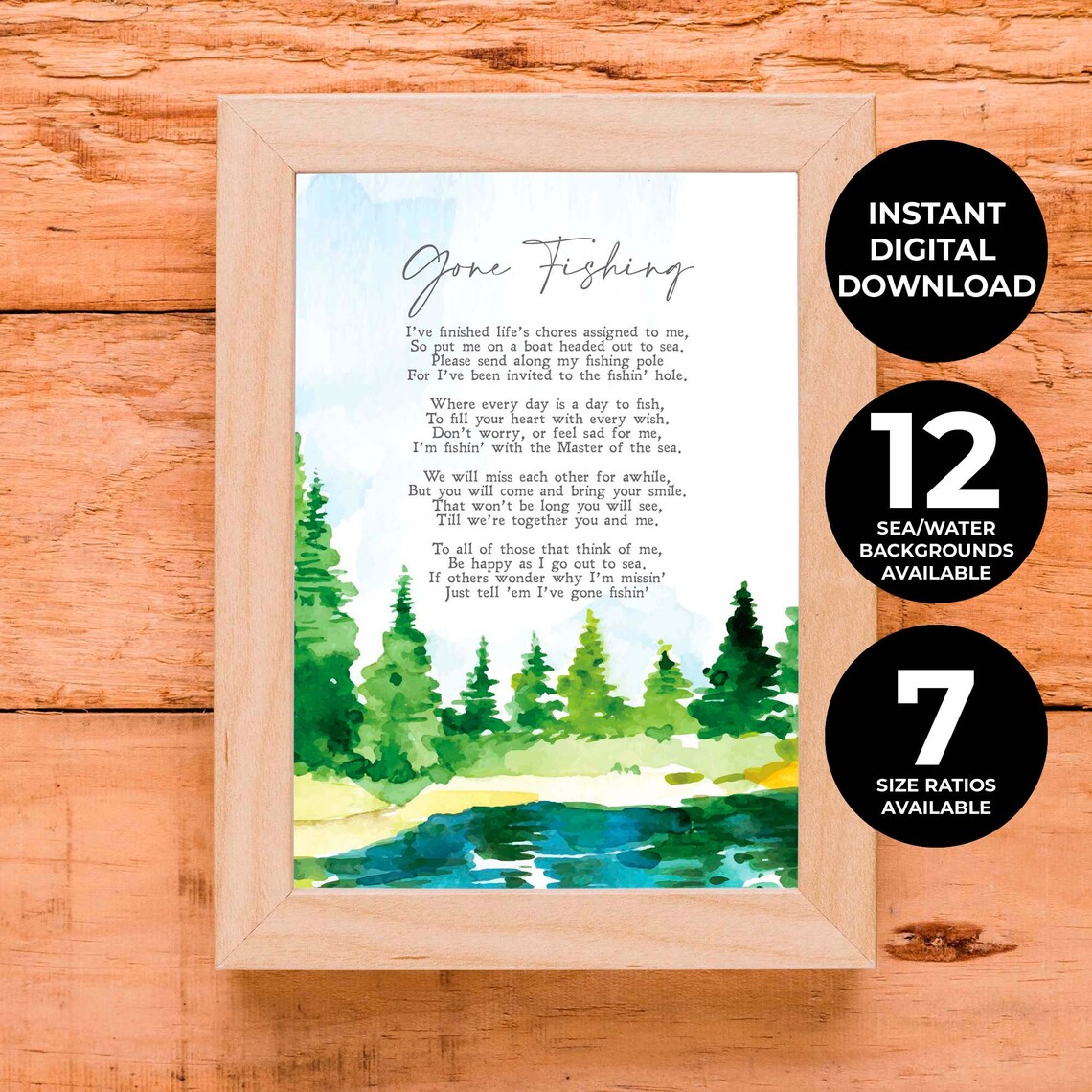 Gone Fishing Sympathy Poem, Bereavement Art Print