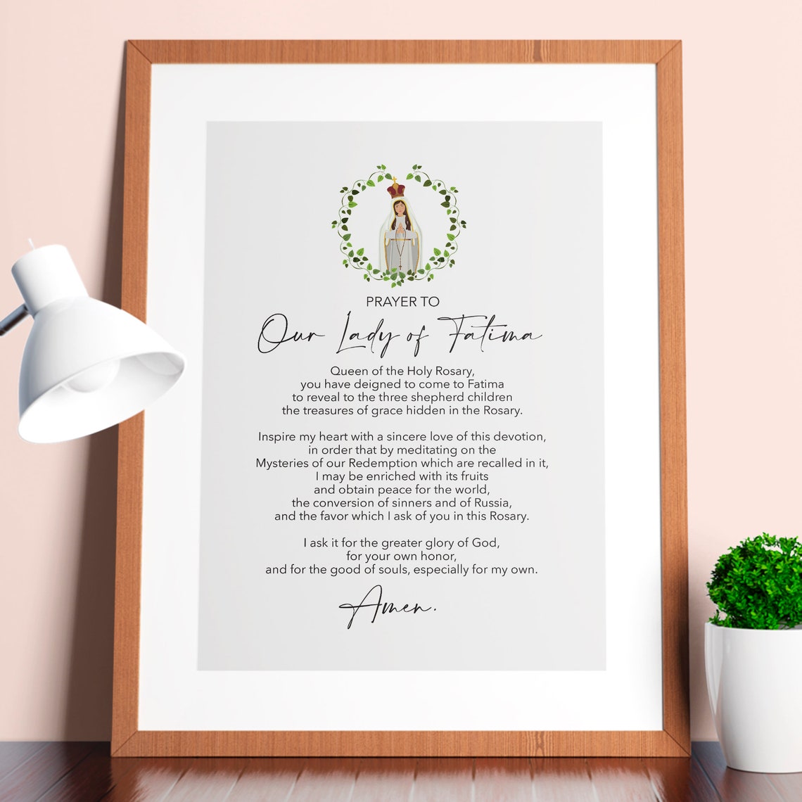 Our Lady Of Fatima Prayer Catholic Devotional Illustration Poster