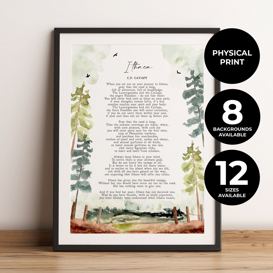 Ithaca by Constantine P. Cavafy, Watercolor Art Print