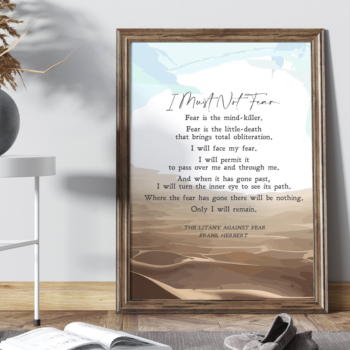 Litany Against Fear Quote Art Print, Frank Herbert - Image 2