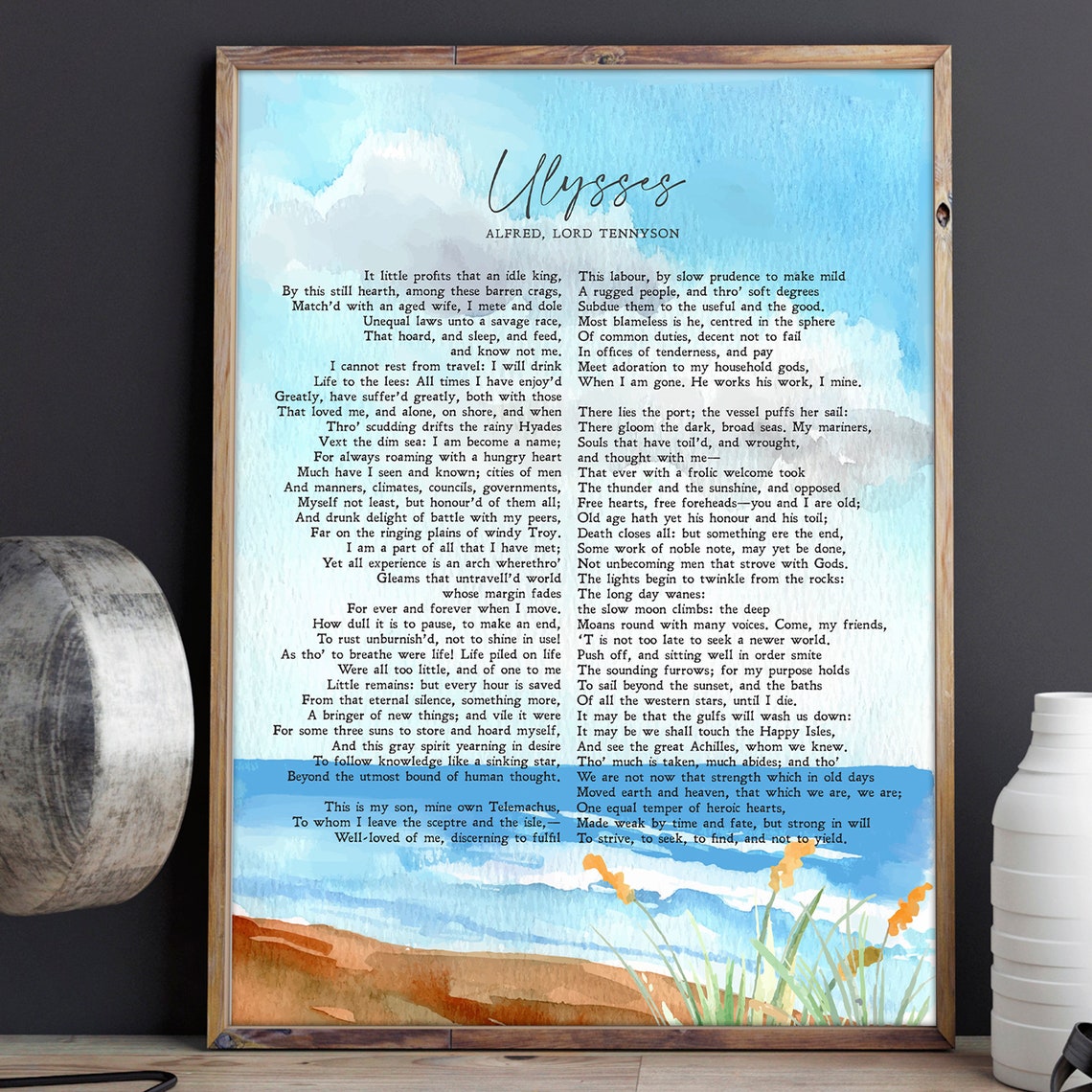 Alfred Lord Tennyson Ulysses Poem Watercolor Seaside Minimalist Poster - Image 3
