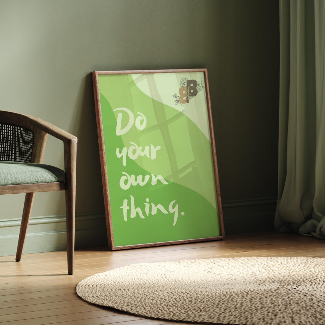 Do Your Own Thing Inspirational Quote Over a Green Wave Poster