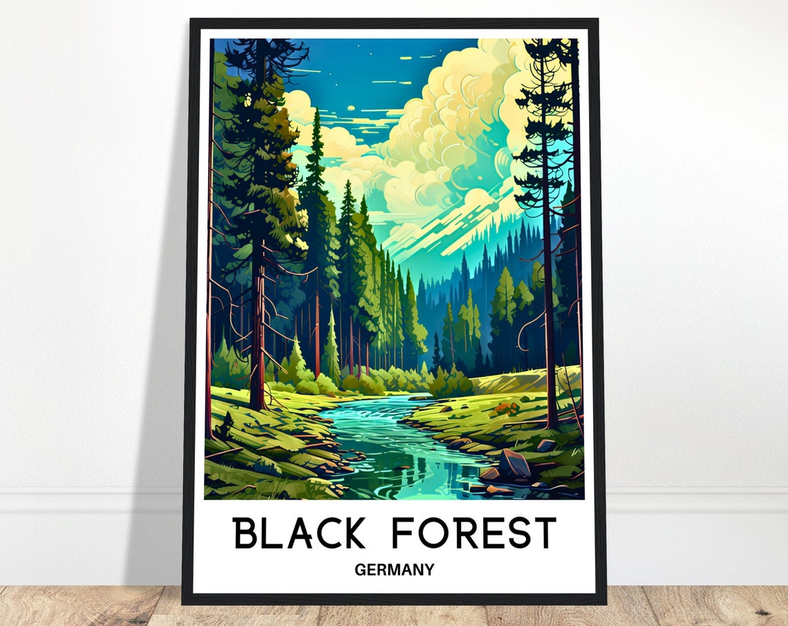Black Forest Germany Pine Trees Stream Forest View Scene Poster