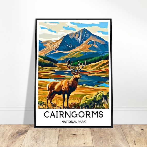 Cairngorms National Park Red Deer Stag Scotland Travel Poster