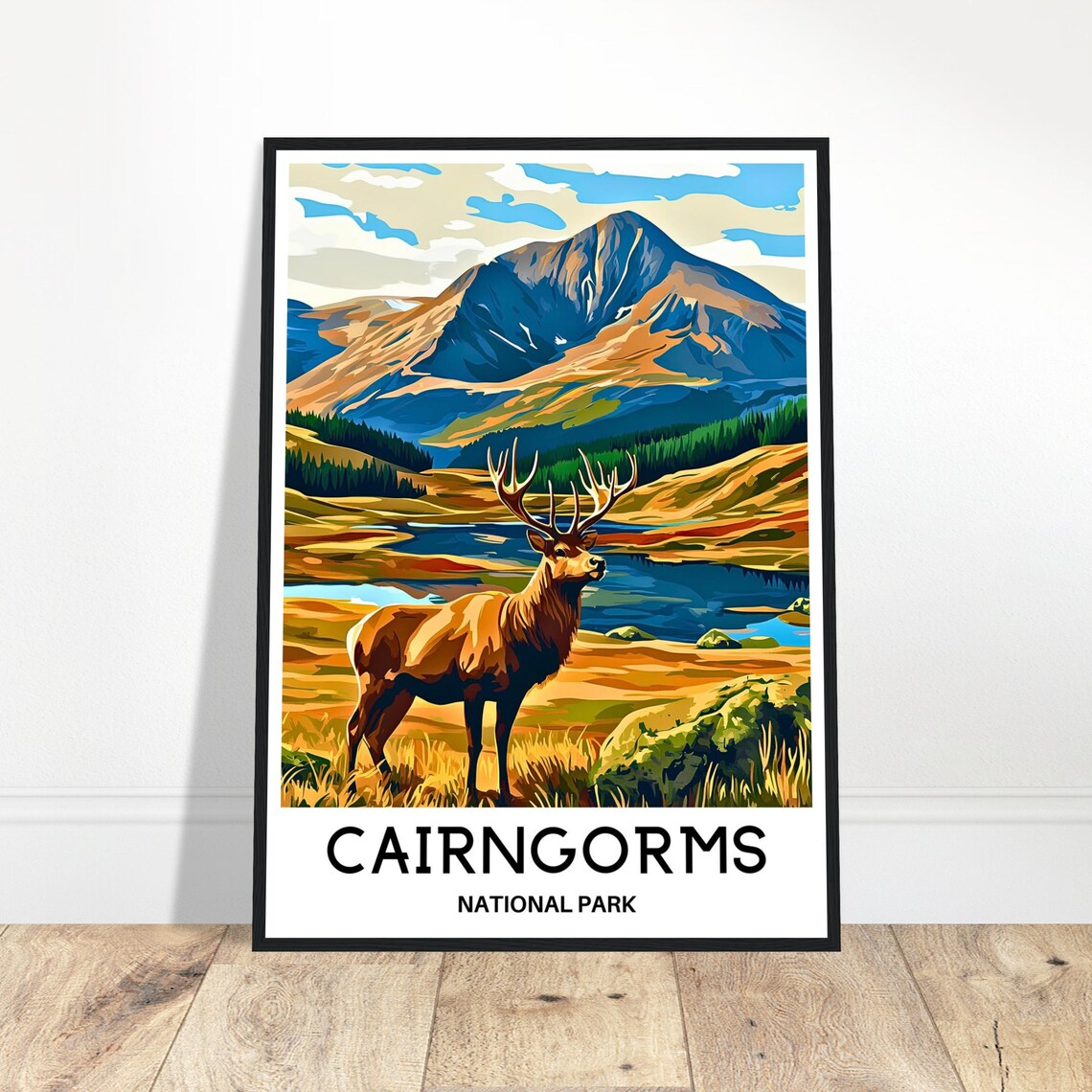 Cairngorms National Park Red Deer Stag Scotland Travel Poster
