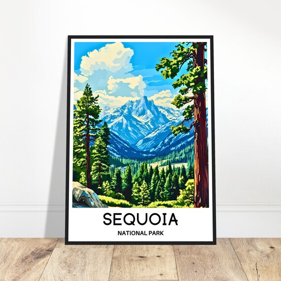 Sequoia National Park Travel Print Poster Art Lover Gift Wall Hanging Home Decor Illustration