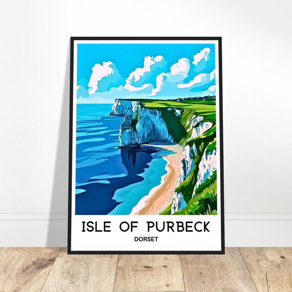 Isle Of Purbeck Travel Print The Purbecks Poster English Art England Lover Gift Wall Hanging Dorset Illustration Room Home Decor
