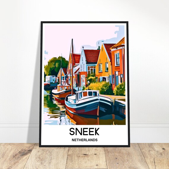 Sneek Travel Print Poster Dutch Art Netherlands Lover Gift Wall Hanging Home Office Desk Decor City Illustration