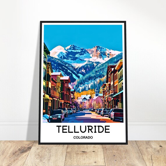 Telluride Travel Print Town Poster Art America Lover Gift Wall Hanging Home Office Decor Colorado Illustration