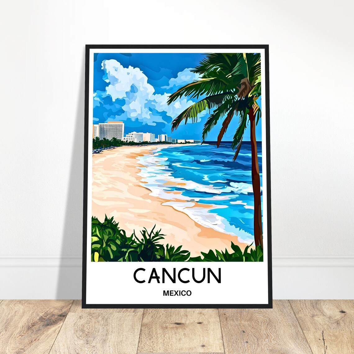Cancun Mexico Travel Beach Palm Trees Turquoise Sea Wall Art