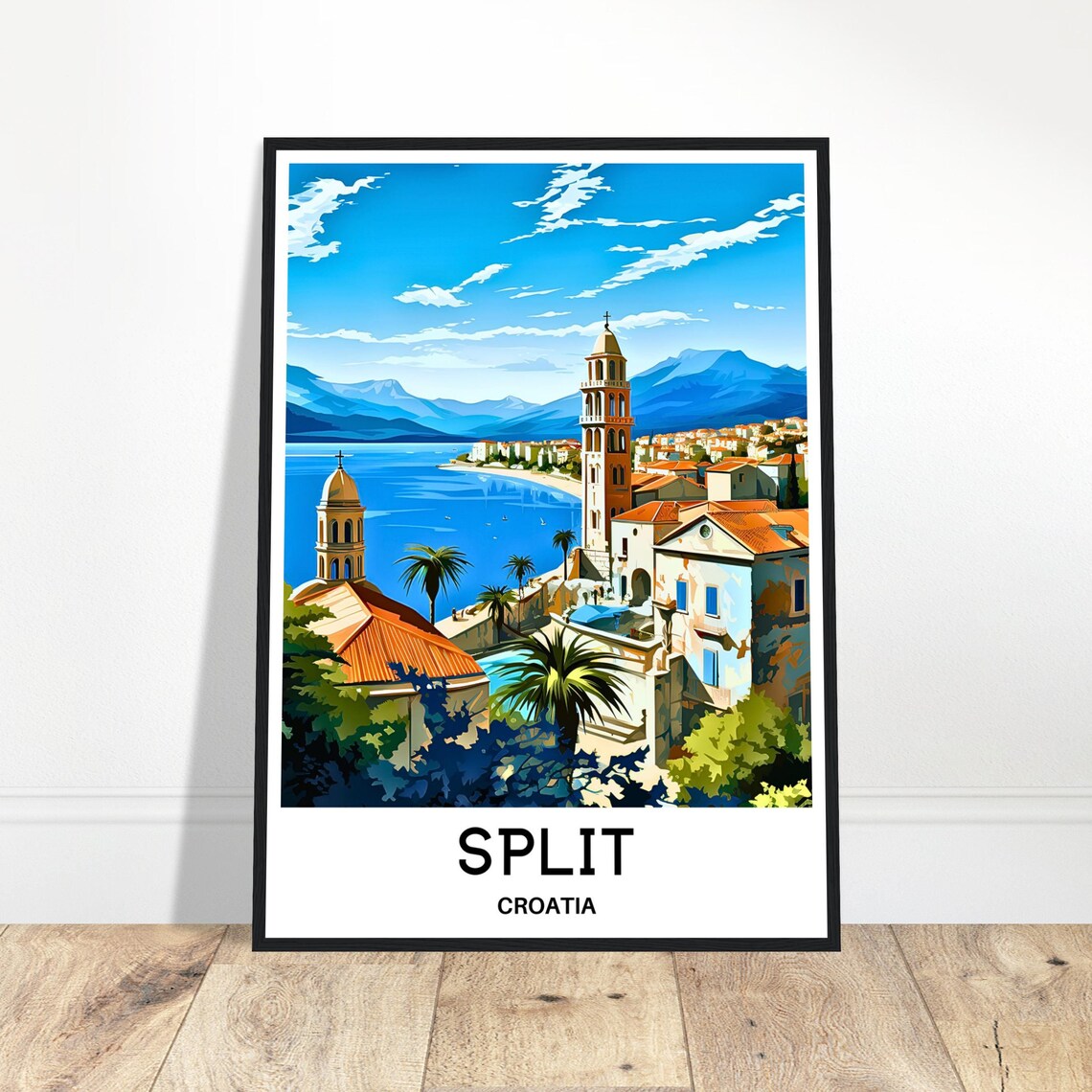 Split Croatia Adriatic Harbour Bell Towers Coastline City Poster